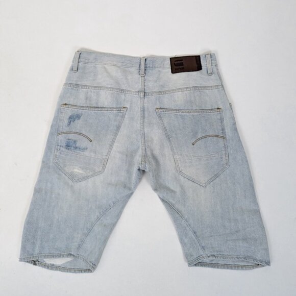 GStar Raw Restored Denim Shorts Light Wash Blue Mid Rise Fitted - Picture 2 of 8